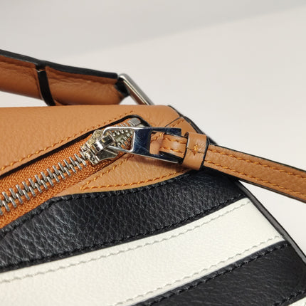 Loewe Puzzle Small Black White Brown Stripes Crossbody Bag