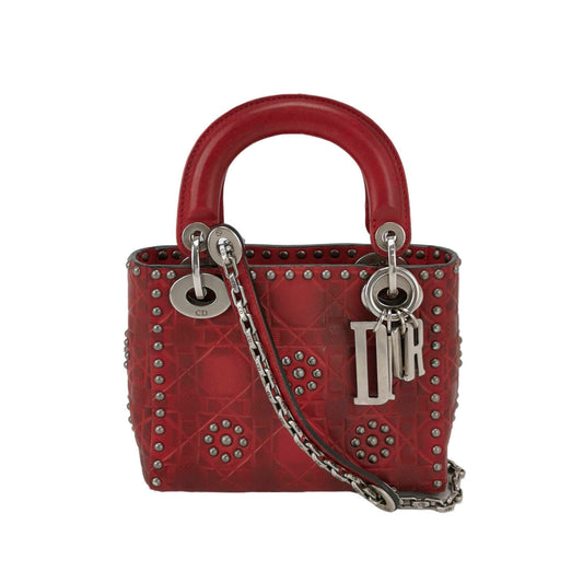 Lady Dior Mini Red Studded Flower Bag 2017 Dior Cruise Collection-Luxbags