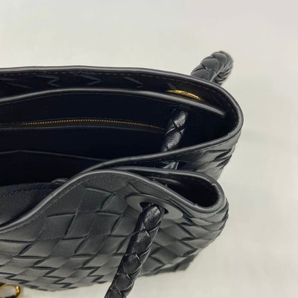 Bottega Veneta Andiamo Medium Black Intrecciato Leather Handbag