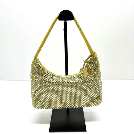 Prada Re-Edition 2000 Mini Yellow Glitter Nylon Shoulder Bag
