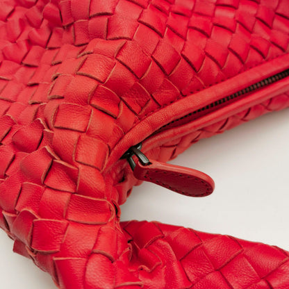 Bottega Veneta Intrecciato Hobo Bag Medium Red Cutout Lambskin leather