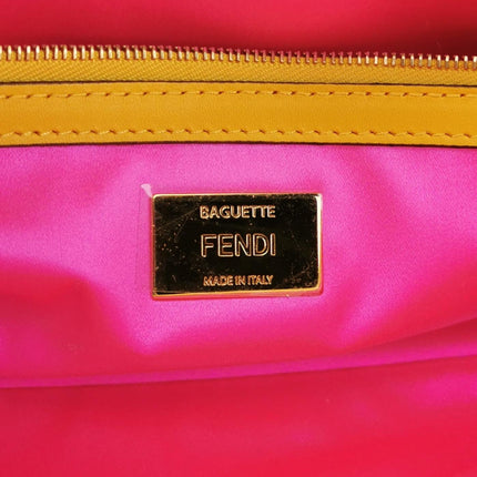 Fendi Baguette 1997 Re-edition Yellow Psychedelic Print Canvas Shoulder Bag