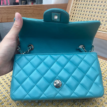 Chanel Classic Flap Mini Blue Lambskin Leather Gold Hardware 2014