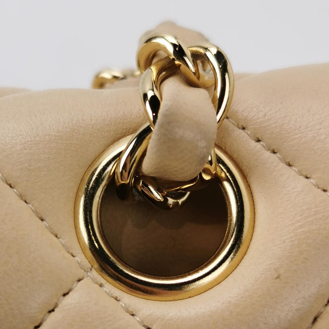 Chanel Classic Flap Medium Beige Lambskin Leather with Gold HW, 2009