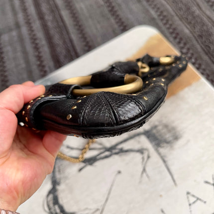 Gucci Horsebit 1955 Chain Large Black Snake-skin Leather Shoulder Bag