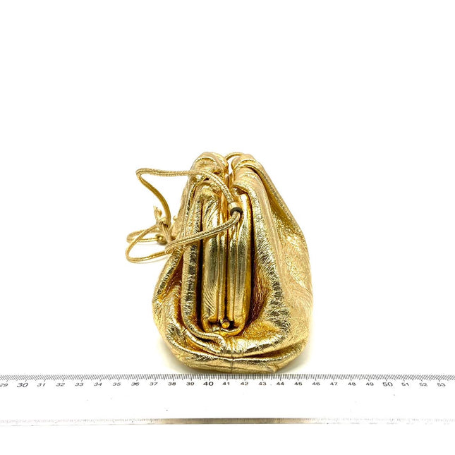 Sold Bottega Veneta Pouch Mini Gold Lambskin Leather Crossbody Bag