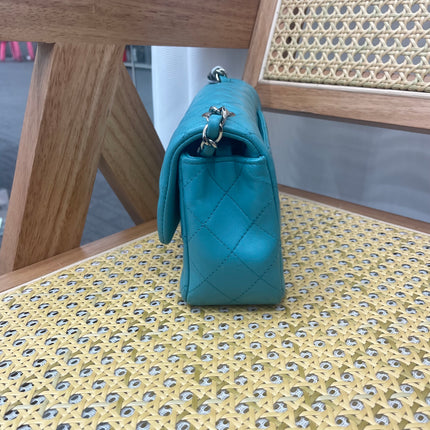 Chanel Classic Flap Mini Blue Lambskin Leather Gold Hardware 2014