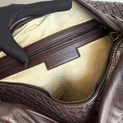 Bottega Veneta Belly Hobo Intreccio Leather Dark Chocolate Brown Large 50cm