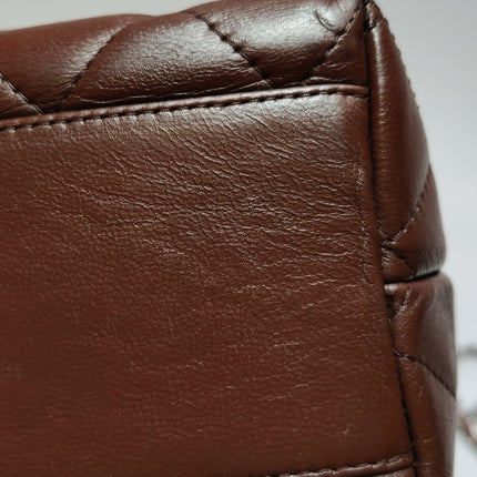 Chanel Vintage Top Handle Kelly Flap Bag Brown lambskin leather