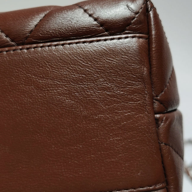 Chanel Vintage Top Handle Kelly Flap Bag Brown lambskin leather