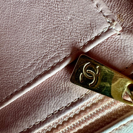 Chanel Classic Flap Medium Happy Stitch Pink Leather with Contrast White Trim