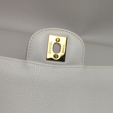 Chanel Classic Flap Medium 2010 White Caviar Leather Gold Hardware