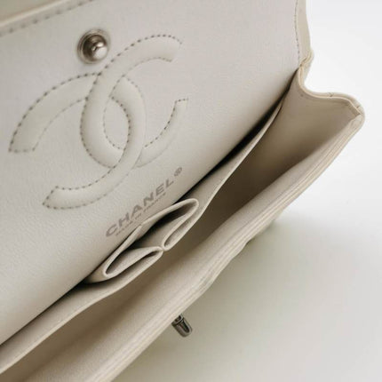 Sold Chanel Classic Flap Small White Leather and Gilt and Silver Hardware, 2020-2021