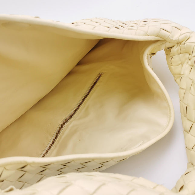Bottega Veneta Hop Large Leather Pale Cream Yellow Hobo Bag