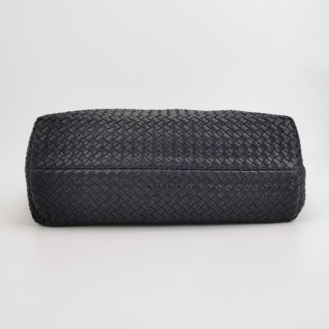 Bottega Veneta Cabat MM Intreccio Leather Tote Bag Navy 40cm