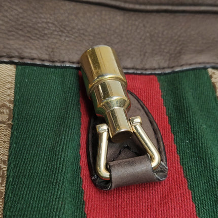 Gucci Jackie 1961 Soft Medium Brown Suede Leather and Monogram Web