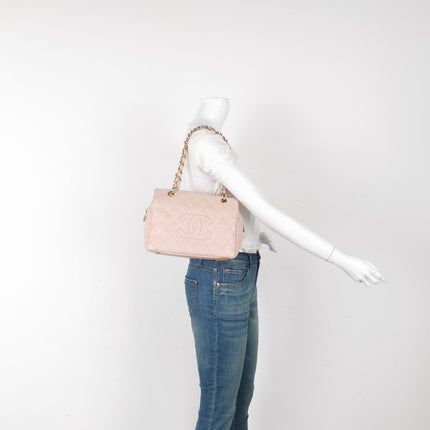 Sold Chanel PST Petite Shopping Tote Pale Pink Caviar Leather Chain Bag