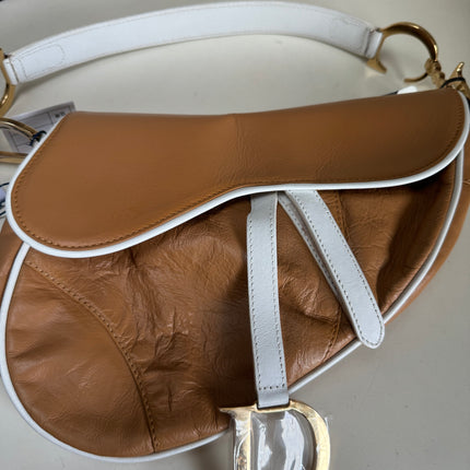 Dior Saddle Vintage Brown Leather and Silk Interior Shoulder Bag