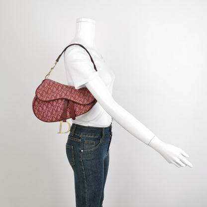 Dior Saddle Vintage Red Burgundy Oblique Shoulder bag