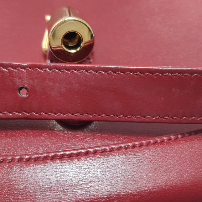 Gucci Jackie 1961 Red Burgundy Leather Bag Small with Adjustable Strap Gold Piston Lock