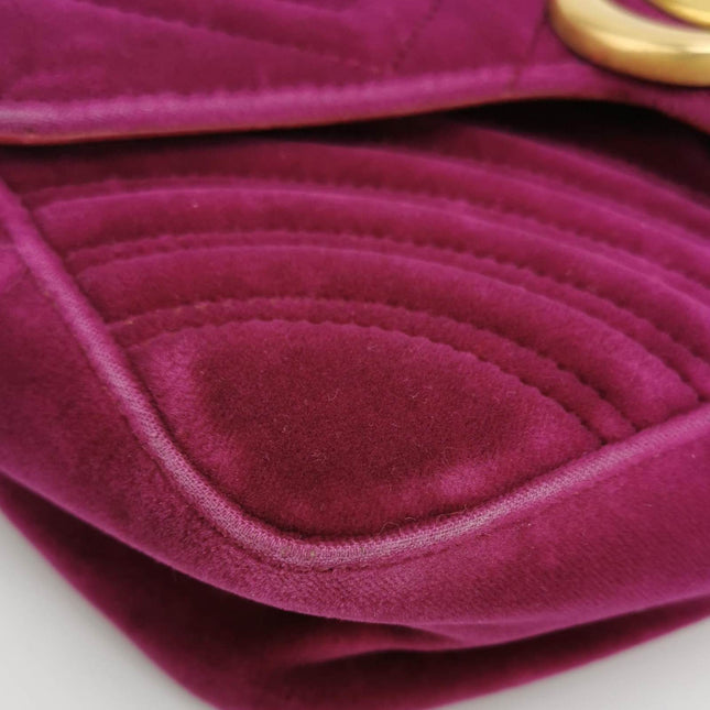 Sold Gucci Marmont Mini Flap Pink Velvet Handbag