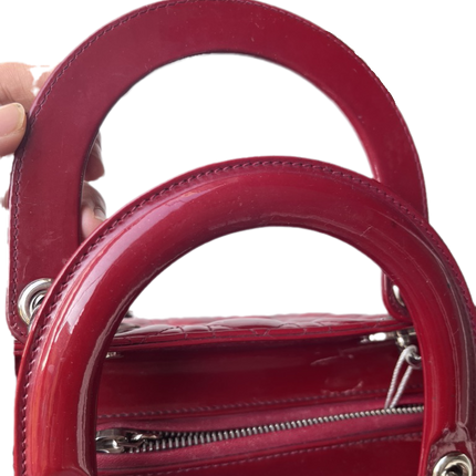 Sold Lady Dior Medium Bag Red Patent Leather SKU 0194