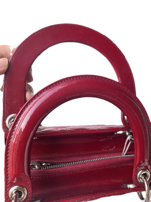 Sold Lady Dior Medium Bag Red Patent Leather SKU 0194