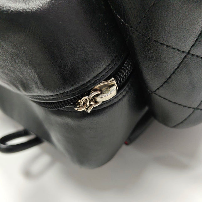 Chanel Cambon Large Black Calfskin Leather Double Strap Handbag