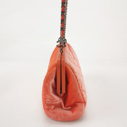 Chanel KissLock Coral Orange Velvet Crossbody Bag