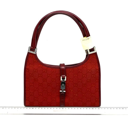 Gucci Jackie Vintage Red Monogram Fabric and Leather Shoulder Bag-Luxbags
