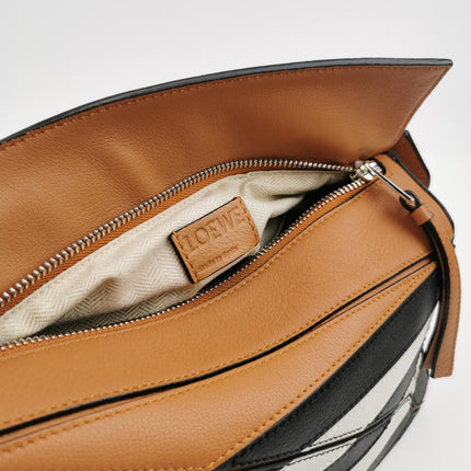 Loewe Puzzle Small Black White Brown Stripes Crossbody Bag