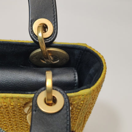 Lady Dior Mini Limited Edition Yellow Star and Bee Beaded Handbag 2017