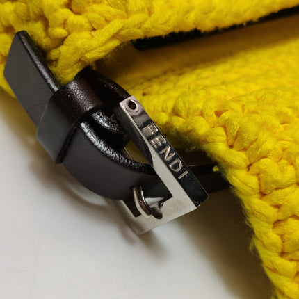 Fendi Mamma Baguette Bag Yellow Crochet Shoulder Bag