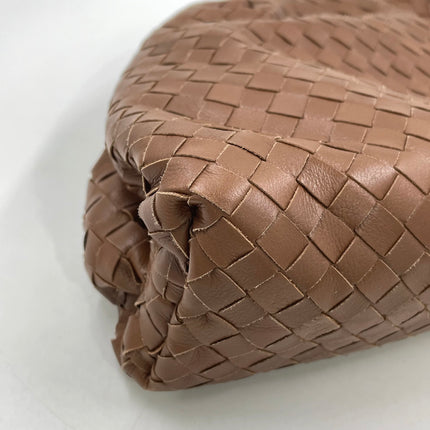 Bottega Veneta Pouch Large Intrecciato Milk Chocolate Brown Calfskin Leather