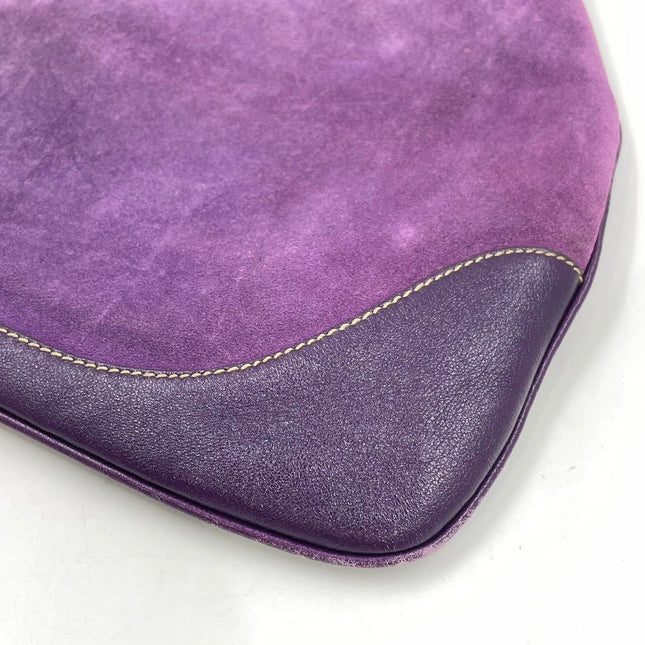 Gucci Jackie Vintage Large Purple Suede Leather Ringlets Decoration