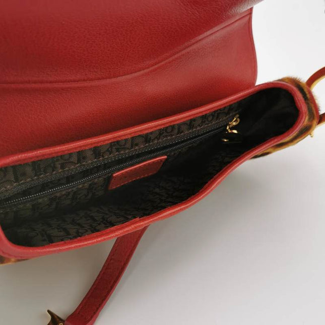 Sold Dior Saddle Vintage Leopard Print Ponyhair and Red Leather John Galliano Rare