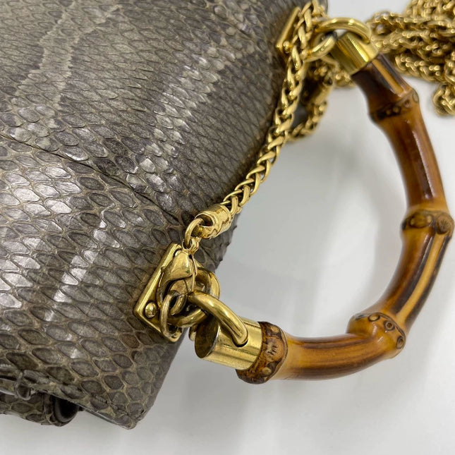 Sold Gucci Bamboo 1947 Night Mini Python Evening Bag with Chain