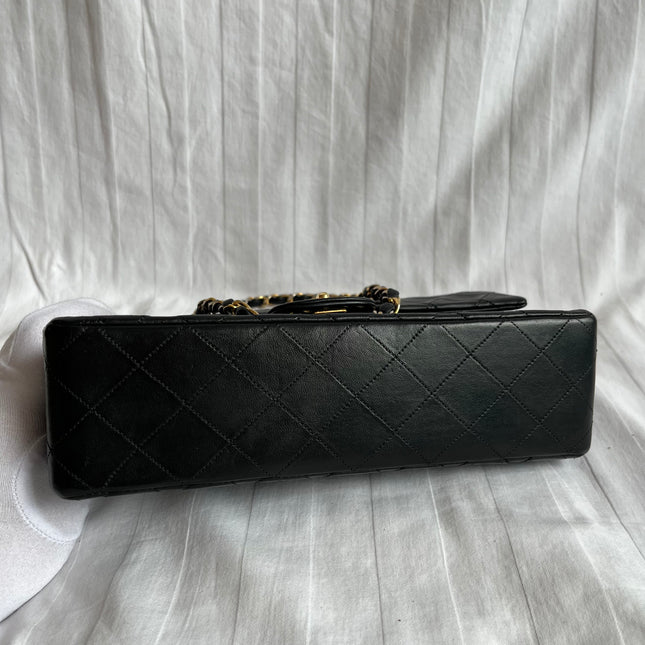 Chanel Classic Flap Medium Vintage Black Lambskin Leather with 24k Gold Hardware
