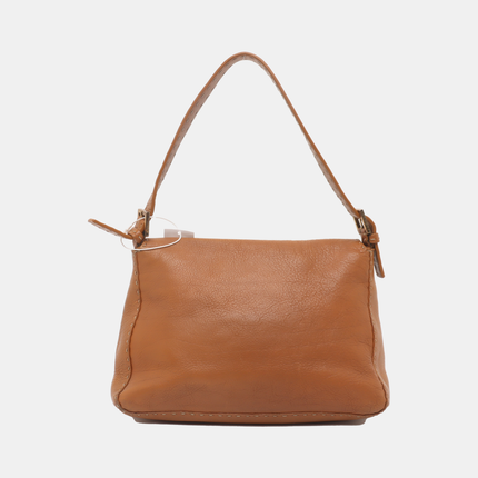 Fendi Mamma Baguette Selleria Calfskin Leather Caramel Tan Brown Shoulder Bag