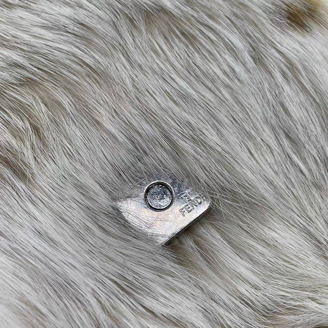 Fendi Mamma Baguette Rabbit Fur Polka Dots Print Shoulder Bag