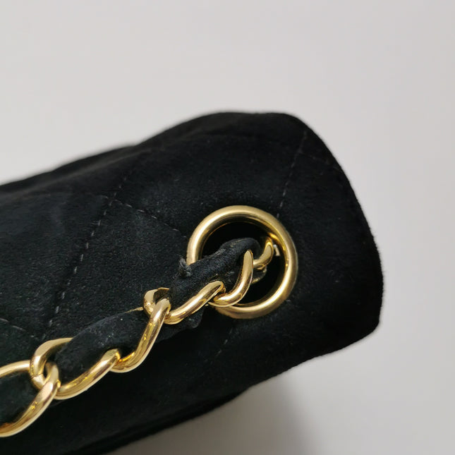 Chanel Classic Flap Extra Mini Black Suede Quilted Gold-tone Hardware