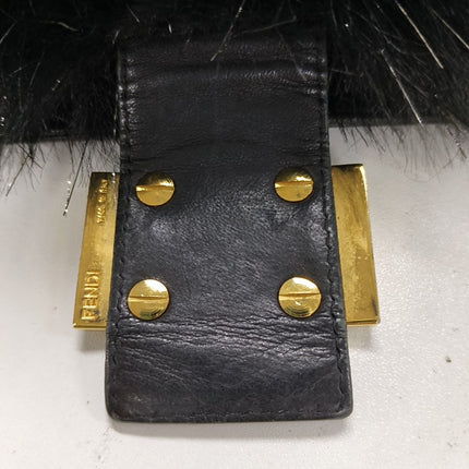 Sold Fendi Baguette Black Furry Pink Interior Shoulder Bag