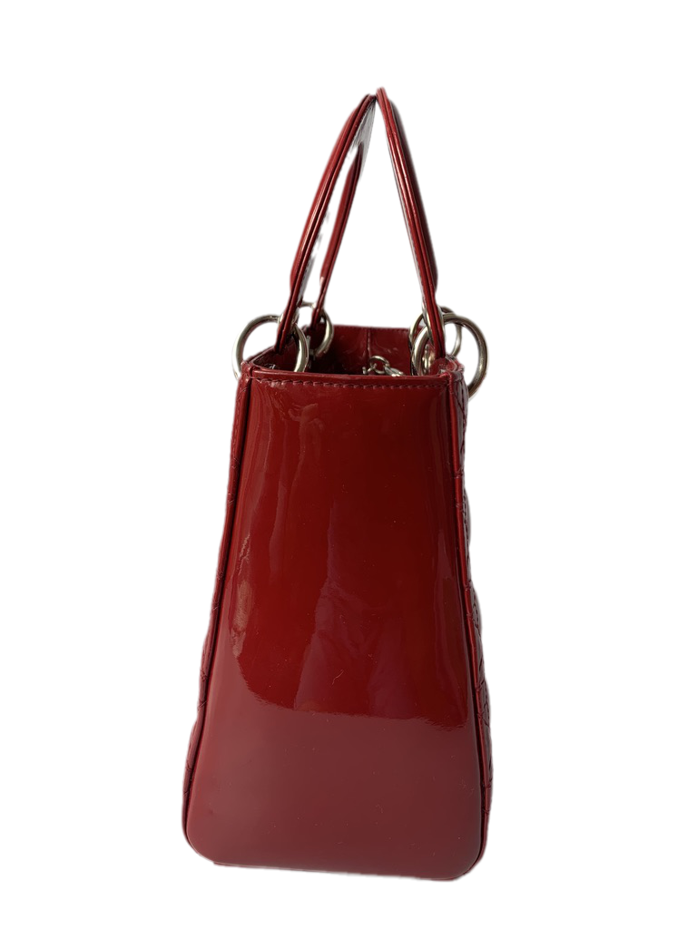 Sold Lady Dior Medium Bag Red Patent Leather