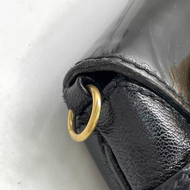 Gucci Horsebit 1955 Chain Large Black Leather and Patent Leather Shoulder Bag