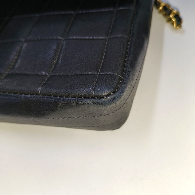 Chanel East West Chocolate Bar Black Leather Blue Interior