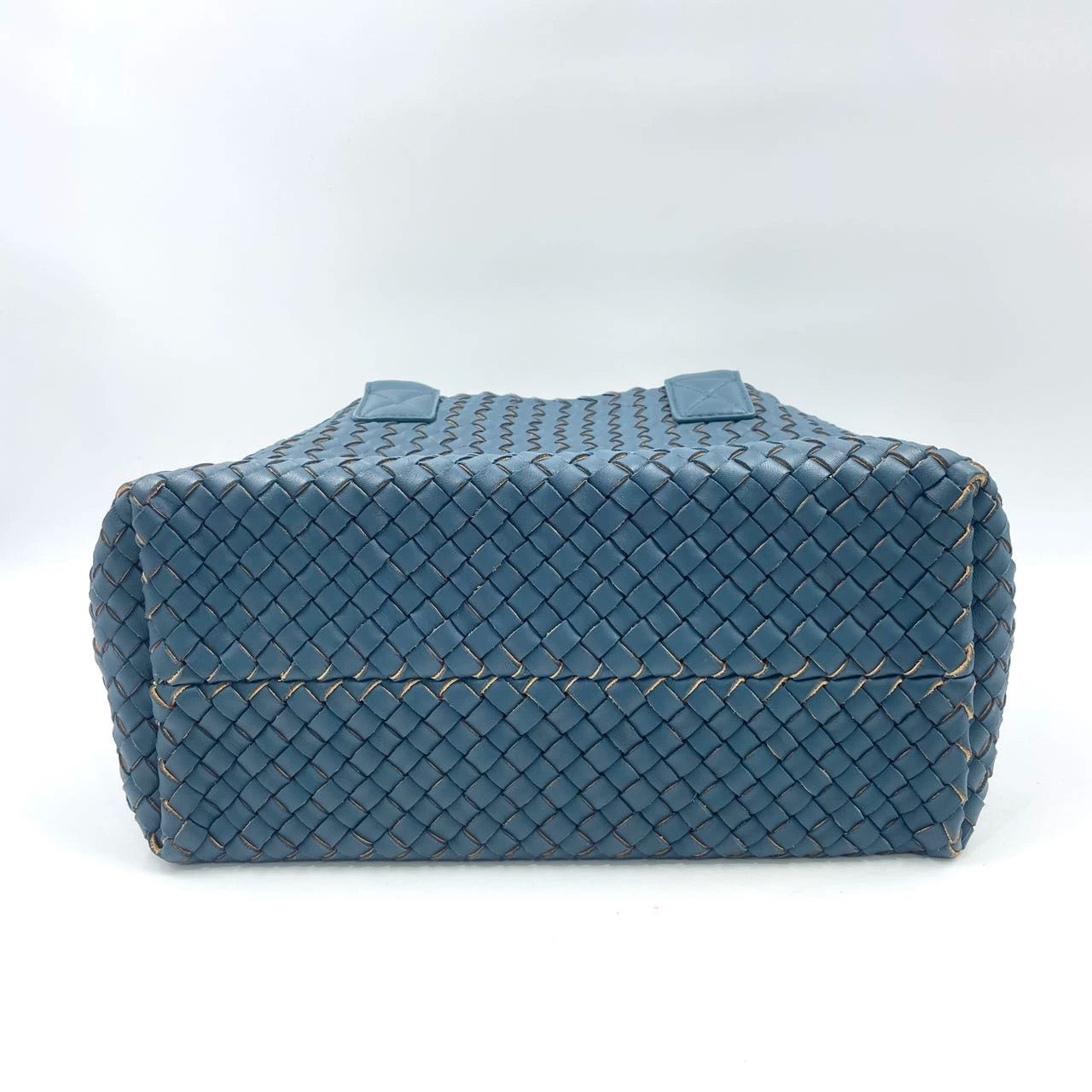 Bottega Veneta Cabat Tote Small/Medium Intreccio Blue Green Leather and Suede Lining 32cm