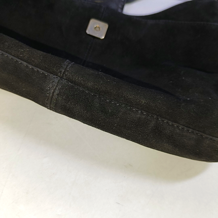 Fendi Mamma Baguette Forever Black Suede Leather Red Buckle