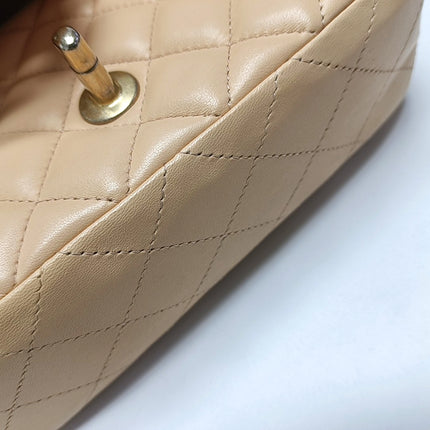 Chanel Classic Flap Mini Beige Almond Pink Lambskin Gold Hardware