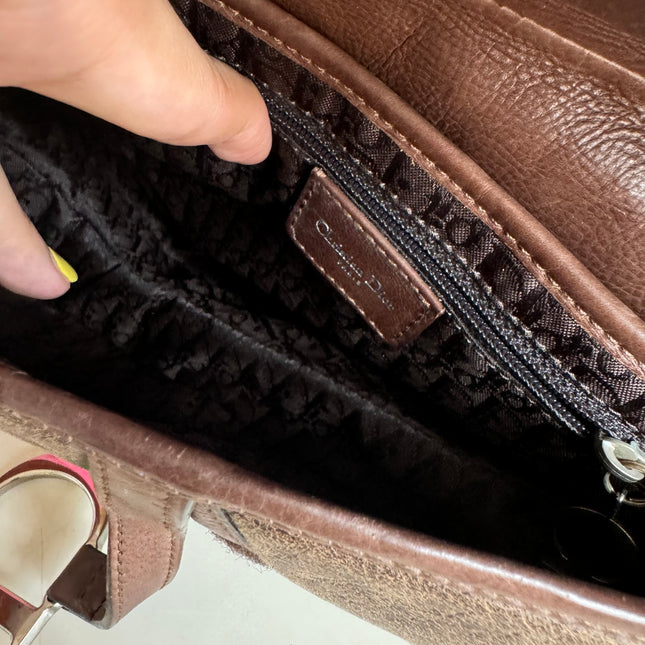 Sold Dior Saddle Vintage Shoulder Bag Shearling Brown and While
