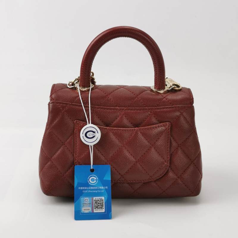 Chanel Coco Handle Mini Burgundy Caviar Leather Crossbody Bag